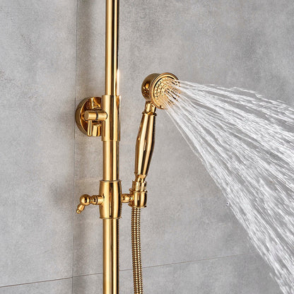 DecorBites™ Gold Polish 8" Rain Shower System Wall Mounted Bathtub Faucet