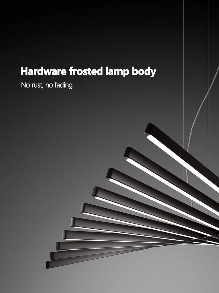 Lámpara de araña lineal DecorBites™ con forma de espina de pez: Iluminación nórdica minimalista para comedor, oficina o sala de estar