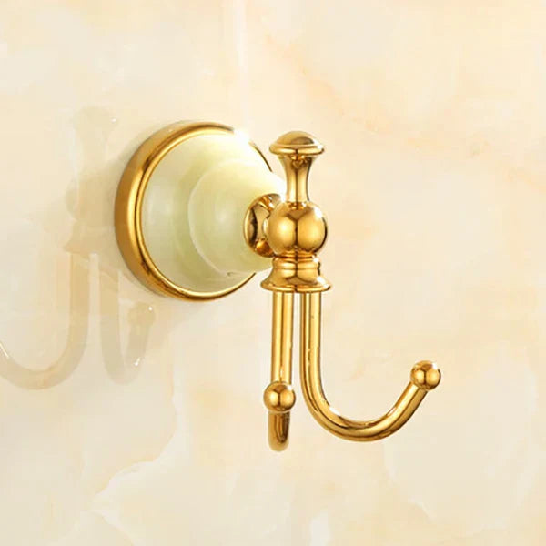 DecorBites™ Gold Bathroom Accessories Set: Shelf, Towel Rack, Holder, Brush Holder, Bath Hardware