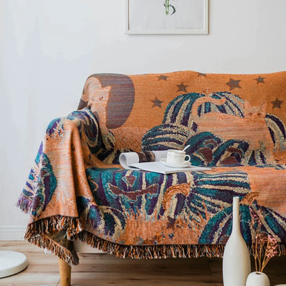 DecorBites™ Halloween Black Cat Knitted Blanket - Cozy Sofa Throw for Autumn/Winter