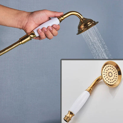 DecorBites™ Gold Swan Freestanding Bathtub Faucet with Handshower