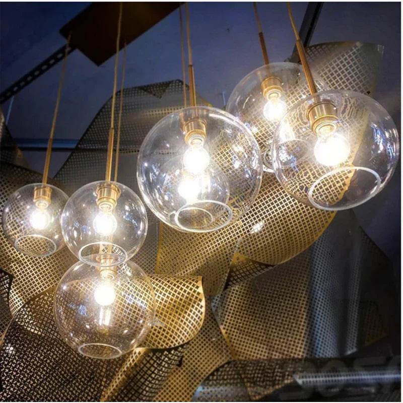 DecorBites™ Gradient Glass Ball Chandelier LED E27 Lamp for Hotel, Bar, and Bedroom