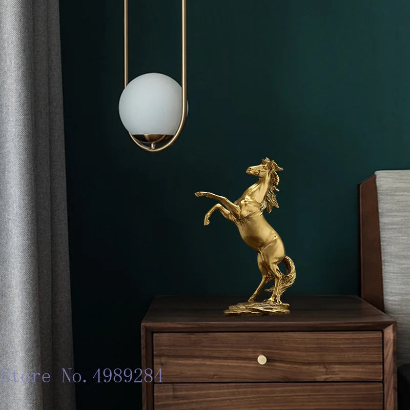 DecorBites™ Golden Horse Animal Sculpture for Home Decor and Office Desk crafted Figurine