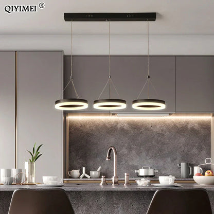 DecorBites™ LED Pendant Lights: Modern Black & White Acrylic Fixture with Remote Control