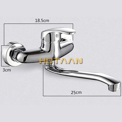 DecorBites™ Brass Chrome Dual Hole Kitchen Tap Mixer Faucet for Sink