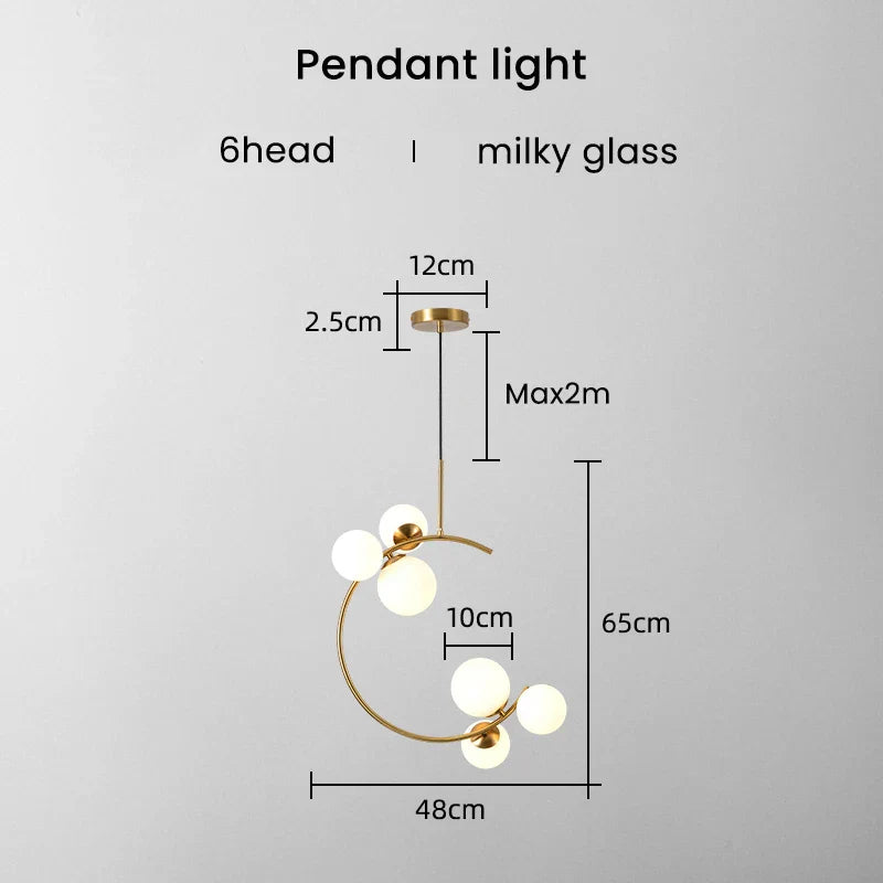 DecorBites™ Gold Glass Ball Chandelier for Living Room Kitchen Bedroom - 220V 110V