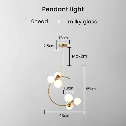 DecorBites™ Gold Glass Ball Chandelier for Living Room Kitchen Bedroom - 220V 110V