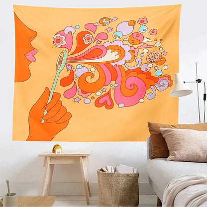 Decobites Sunshine Boho Tapestry - Colorful Psychedelic Wall Hanging, Bedroom & Living Room Decor