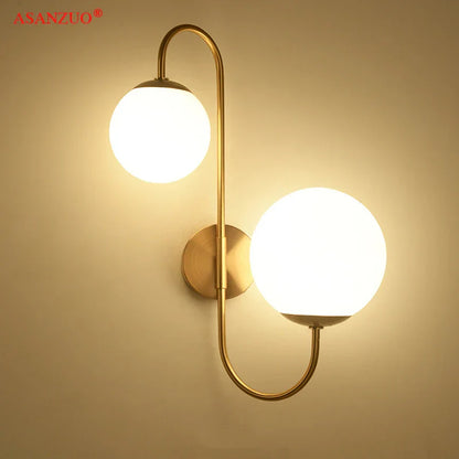 DecorBites™ Gold Glass Ball Wall Sconce LED Round Ball Wall Lamp