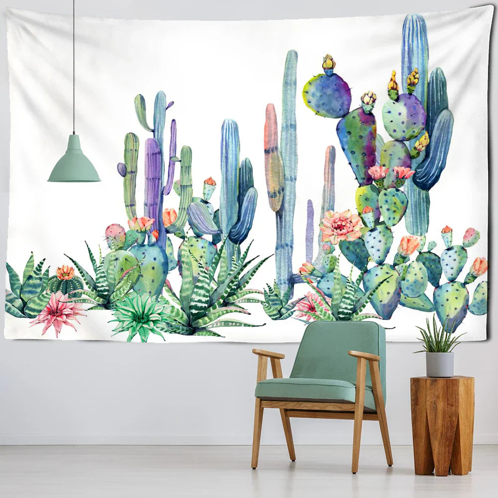 Decobites Cactus Tropical Plant Tapestry Wall Hanging for Children's Room Hippie Cartoon Home Decor