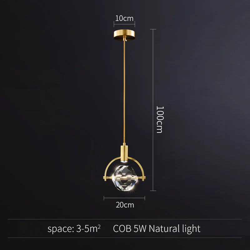 DecorBites™ Gold Crystal Pendant Light Chandelier for Living Room Kitchen LED Art Deco