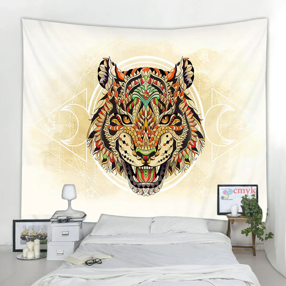 Decobites Animal Mandala Tapestry Wall Hanging Mat Beach Towel Blanket