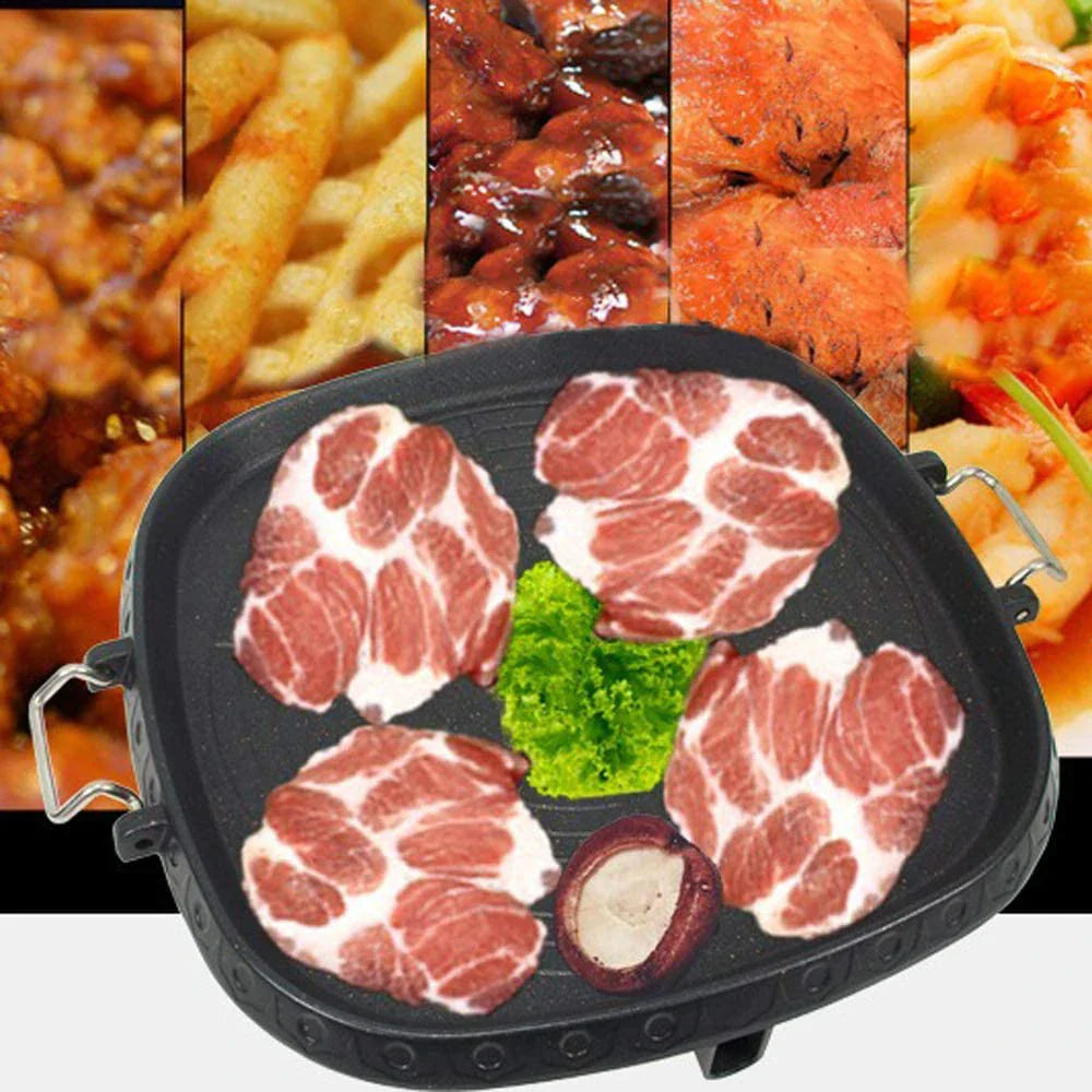 DecorBites™ Double Layered Non-Stick Korean BBQ Grill Pan - Indoor Outdoor Grilling