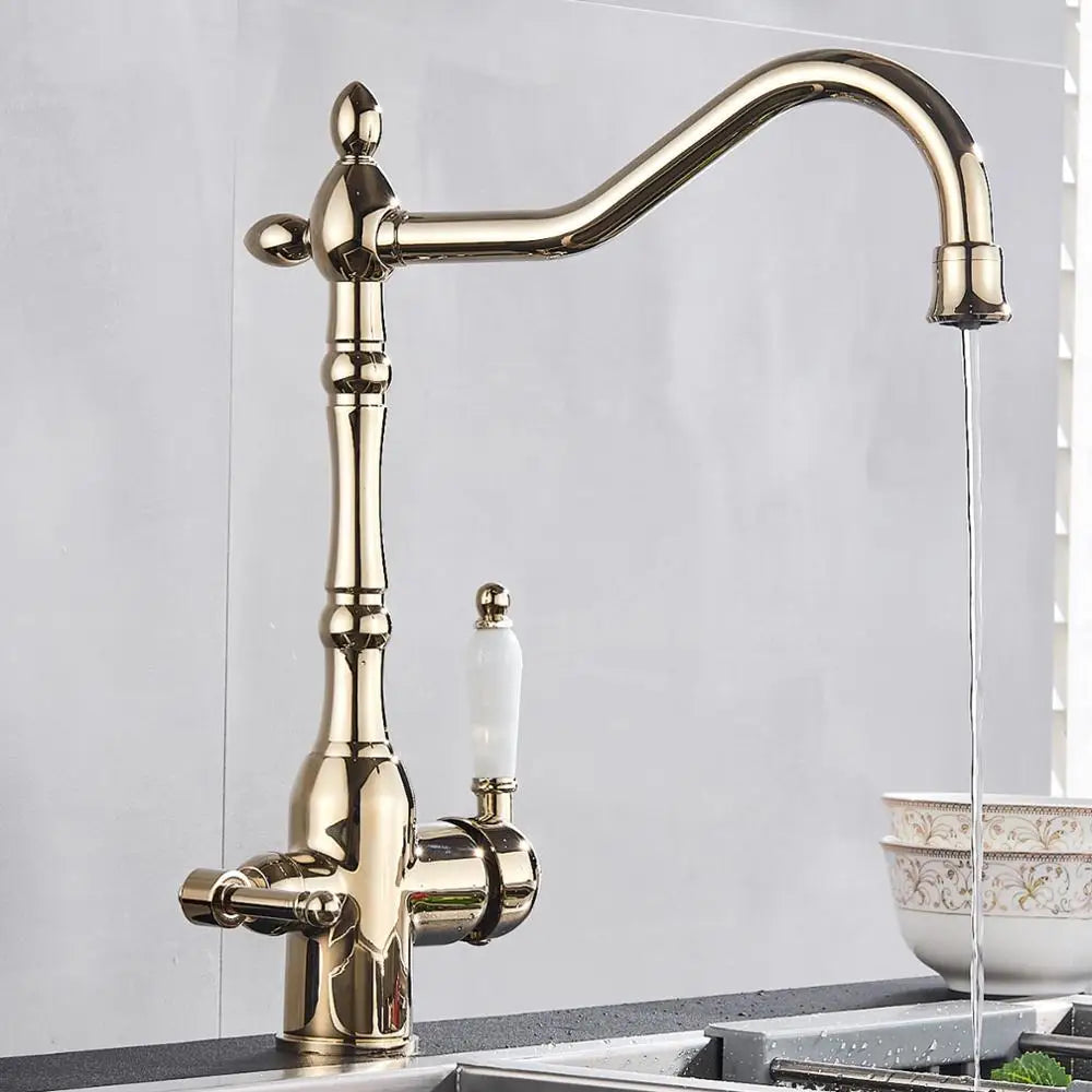 Decorbites™ Gold Küchenfilterarmatur mit 360° Drehung und dualen Wasserfunktionsmodi