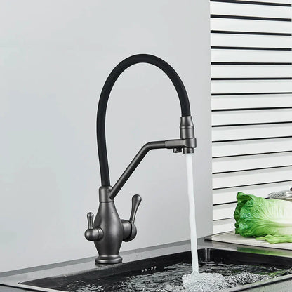 DecorBites™ Gun Gray Kitchen Faucet Drinking Pure Water Tap Hot Cold Dual Handle