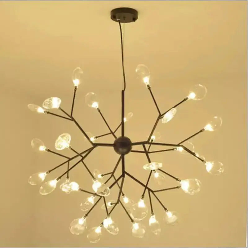 DecorBites™ Heracleum Firefly Glass Ball Chandelier: Gold Luxury Lighting for Dining Kitchen Staircase