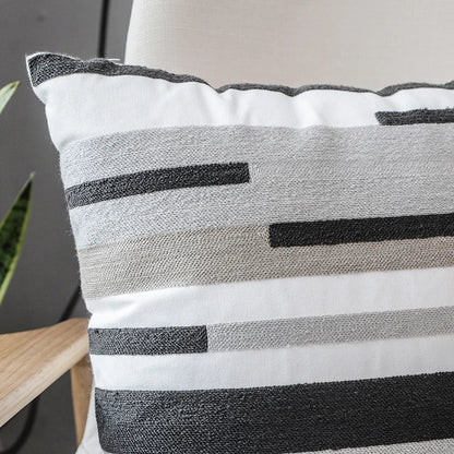 DecorBites™ Grey Embroidered Cotton Pillow Cover 45x45cm for Home Decor and Living Room