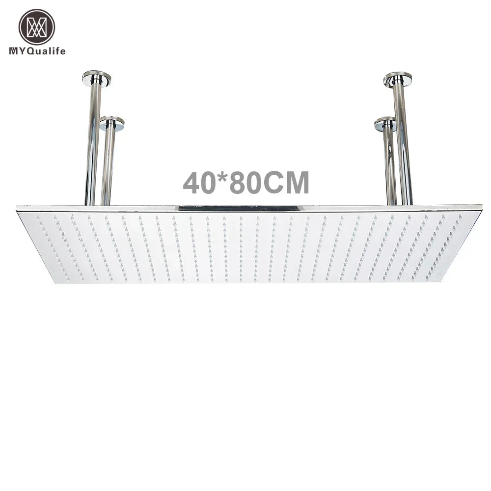 رأس دش DecorBites™‎ بإضاءة LED مقاس 16×32 بوصة - تصميم مربع فاخر متغير الألوان