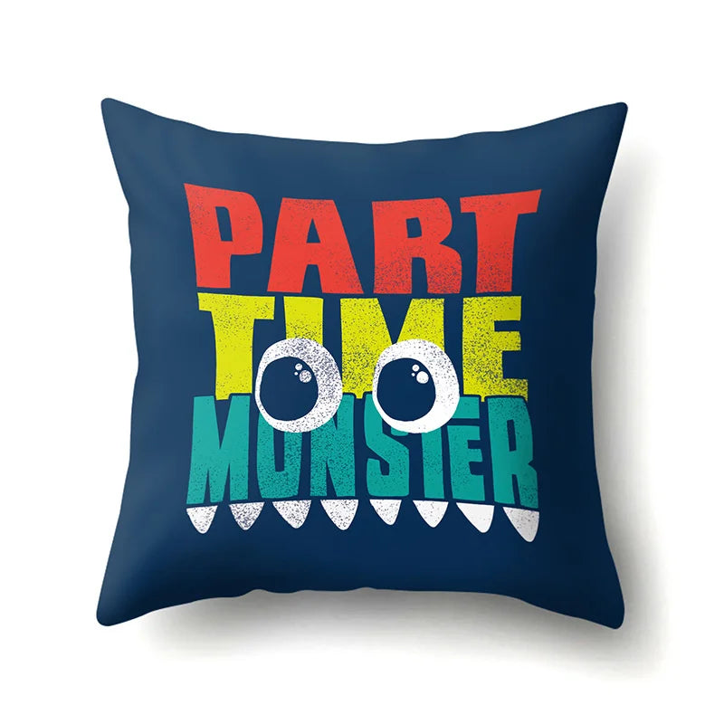 DecorBites™ Dino Baby Pillowcase: Cute Dino Drive Car Letter Cushion Cover for Bedroom Decor