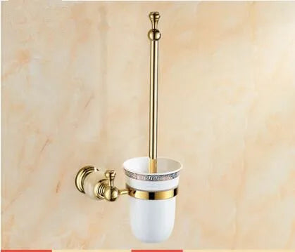 DecorBites™ Brass Jade Bathroom Hardware Set: Corner Shelf, Paper Holder, Towel Bar, Soap Basket, Rack.