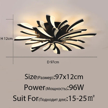 Lámpara de techo LED DecorBites™ para sala de estar, dormitorio, comedor o estudio, blanca y negra.