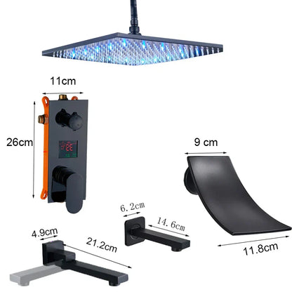 DecorBites™ Light Shower Faucet Set: Wall Mounted Rainfall Bath Mixer with Handshower