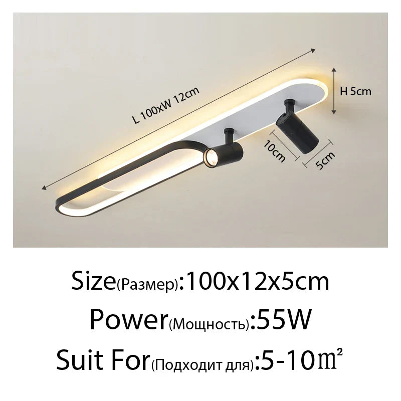 DecorBites™ Acrylic LED Chandelier with Spotlights, Black/Gold, Living Room Bedroom Lighting