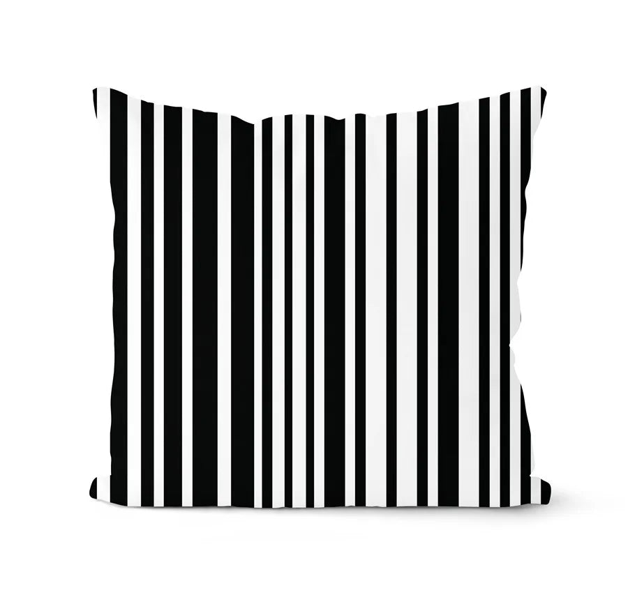 طقم أغطية وسائد هندسية باللونين الأبيض والأسود من DecorBites™ - وسادة لتزيين الأريكة المنزلية