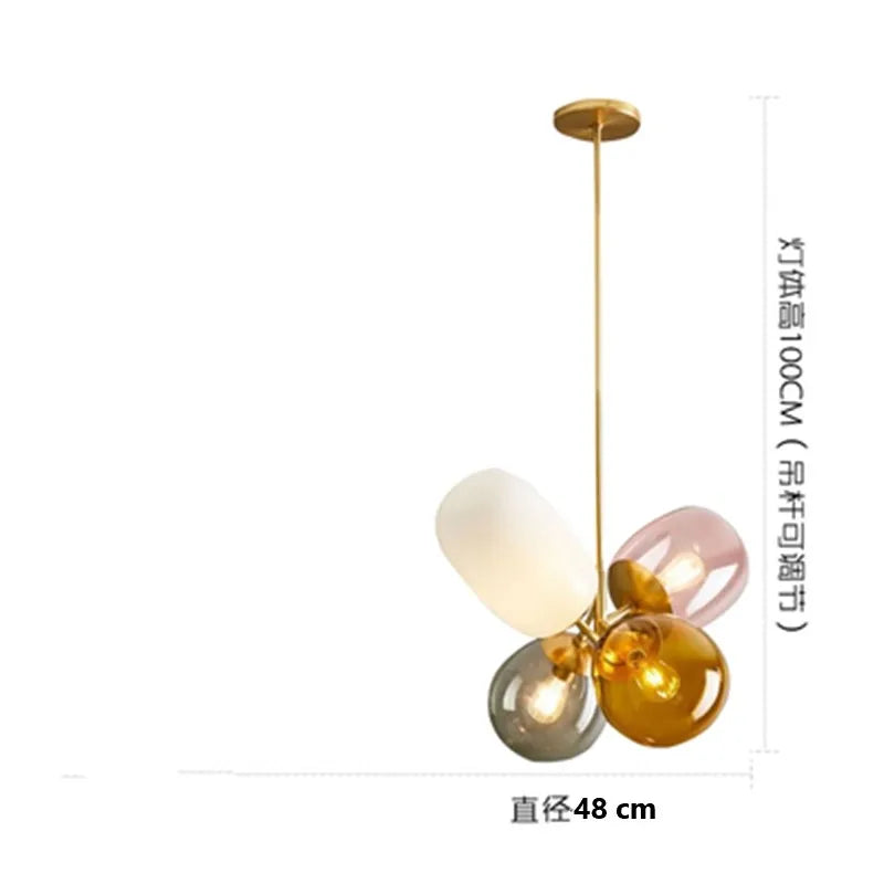 Nordic Balloon Glass Pendant Light in Pink, Gray, or White