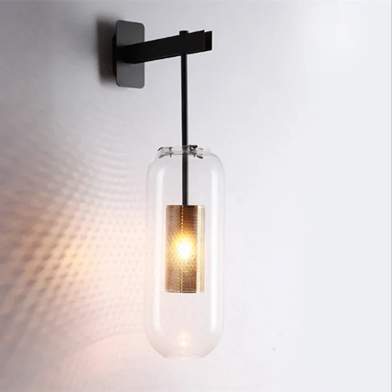 Lámpara de pared de vidrio dorado Decorbites™: Aplique industrial E14 post-moderno para la decoración del hogar