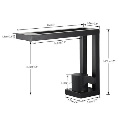 صنبور حوض أسود من DecorBites™: خلاط حمام نحاسي لحوض السفينة، ماء بارد وساخن