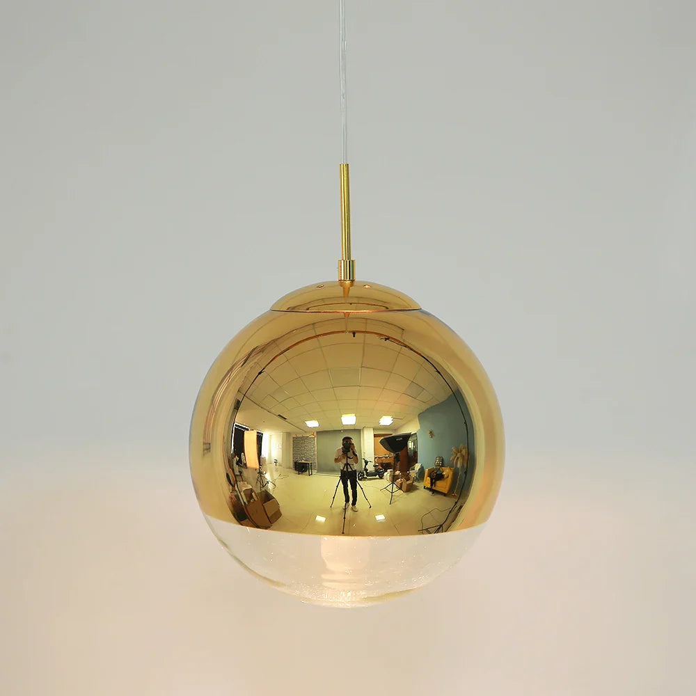 Lámpara colgante LED de bola de vidrio dorado Decorbites™ para dormitorio, sala de estar - Lámpara colgante de arte moderno