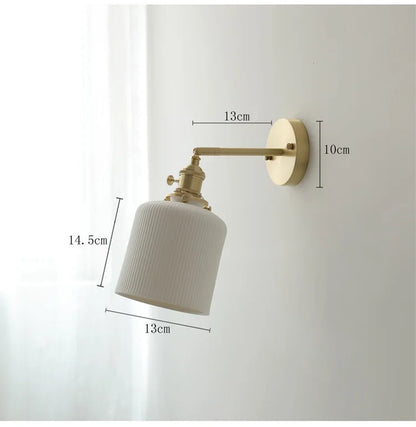 DecorBites™ Copper Ceramic Wall Sconce Pull Chain LED Wall Light