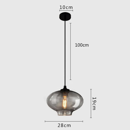DecorBites™ Gray Glass Pendant Light for Bar Stair Dining Room E27 Edison Lamp Lighting