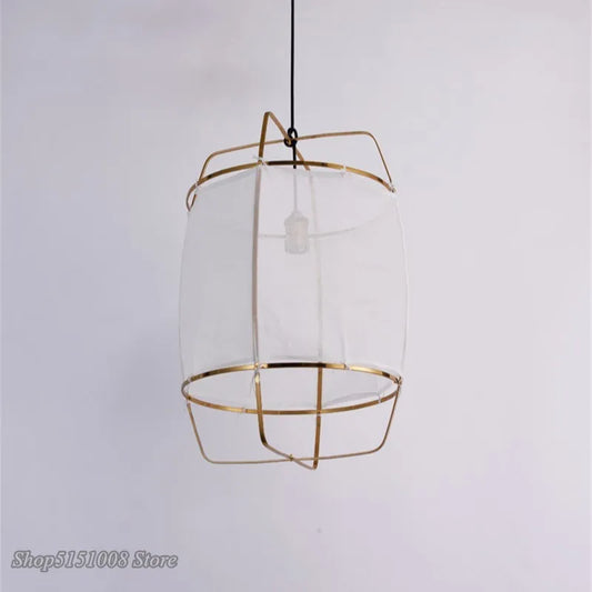 DecorBites™ Bamboo Linen Pendant Light Fixture for Restaurant and Clothing Store