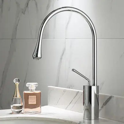 DecorBites™ Gold & Marble Basin Faucet: Single Handle Swivel Sink Water Crane