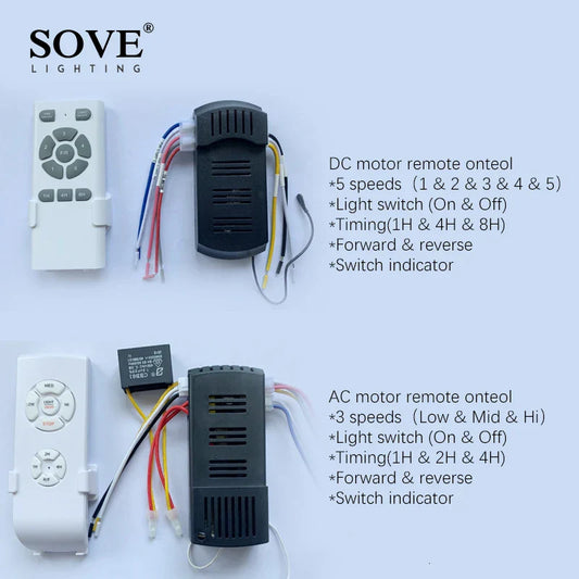 DecorBites™ Brown Vintage Ceiling Fan Lights Remote Control Ventilador De Techo LED Bulbs