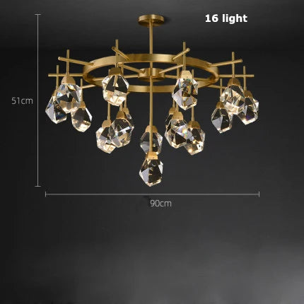DecorBites™ Diamond Crystal Stone Lustre Chandelier for Dinning Room