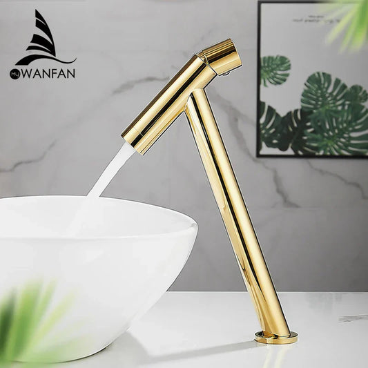 DecorBites™ Gold Basin Faucet Single Handle Deck Vintage Wash Hot Cold Mixer Tap