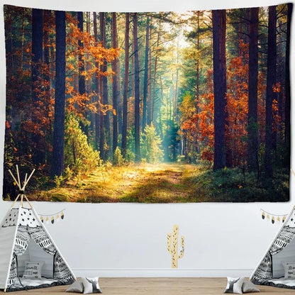 ديكورات منزلية ومفارش سرير من Decobites Sunlit Forest Tapestry لتزيين الحائط