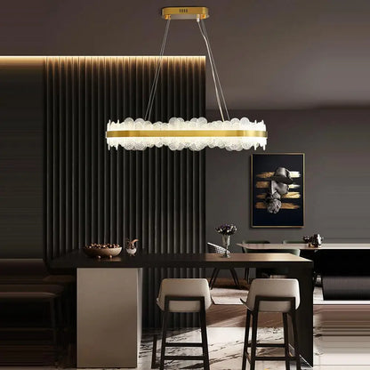 DecorBites™ Golden Stainless Steel LED Designer Chandelier for Dining Room
