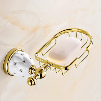 DecorBites™ Golden Bath Hardware Set: TP Holder, Towel Rack, Tissue Holder, Cup Holder, Robe Hook