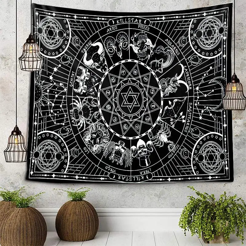 Decobites Mandala Sun Moon Tapestry Wall Hanging Hippie Decor Rug 95x73cm