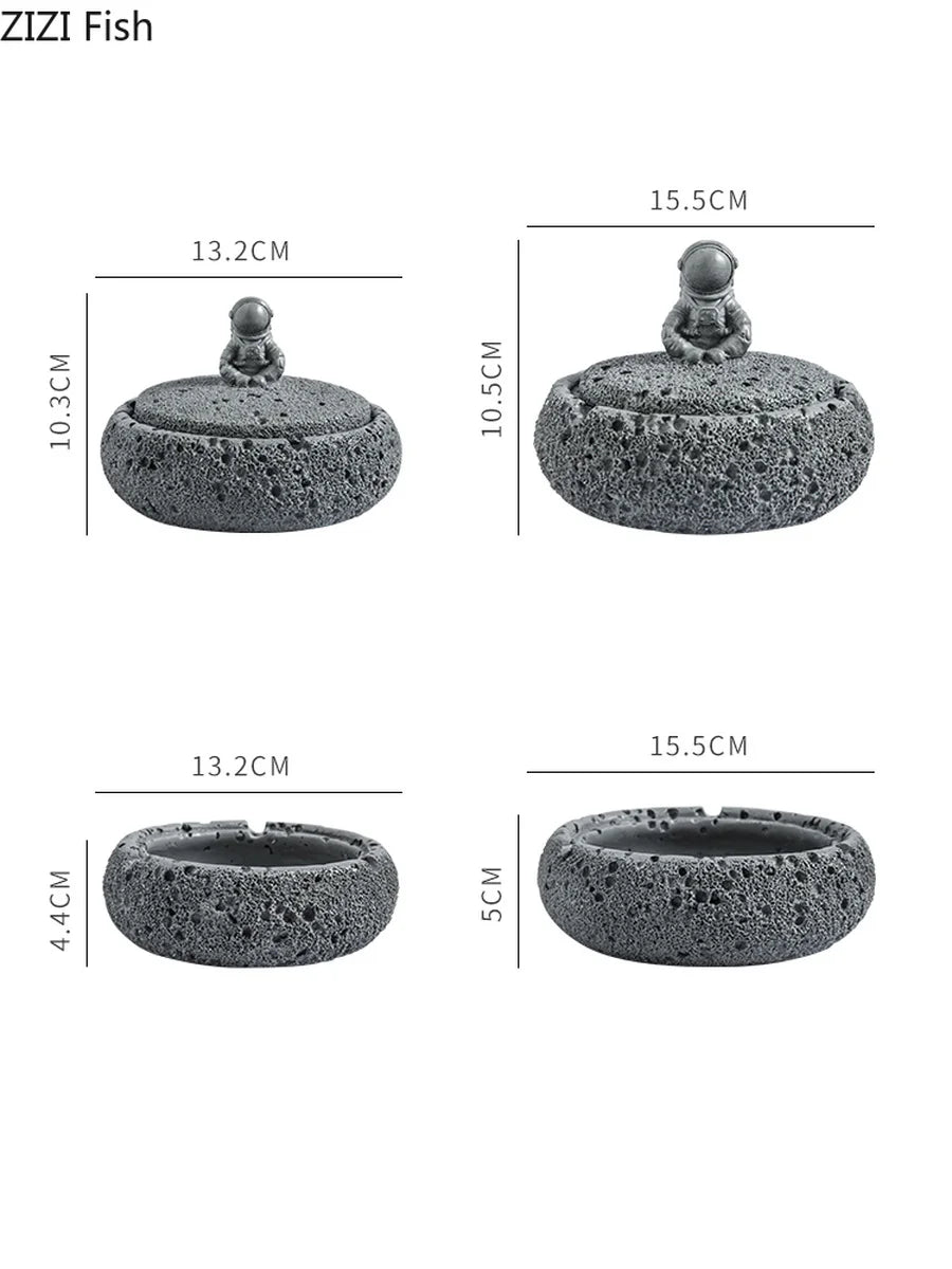DecorBites™ Cement Astronaut Ashtray with Lid - High Temperature Resistant Cigar Ashtray