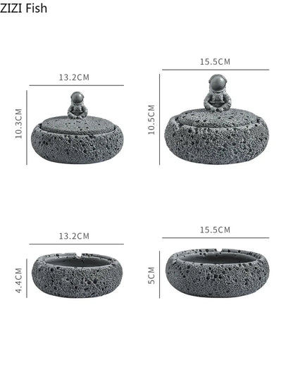 DecorBites™ Cement Astronaut Ashtray with Lid - High Temperature Resistant Cigar Ashtray