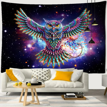 Decobites Psychedelic Owl Tapestry Wall Hanging for Colorful Hippie Bohemian Home Decor