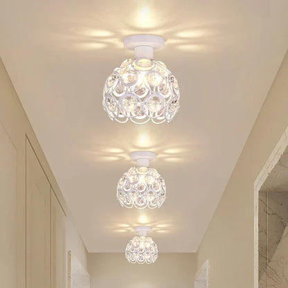 DecorBites™ Crystal Flush Mount Chandelier for Hallway Foyer, Modern Hollow Carved Ceiling Light