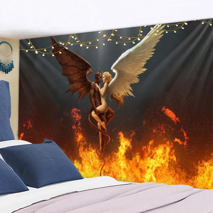 Decobites Angel Devil Hell Witchcraft Hippie Psychedelic Halloween Dorm Tapestry