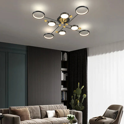 DecorBites™ Gold Frame LED Chandelier: Modern Lighting for Living Room, Bedroom - Indoor Fixture & Lustres
