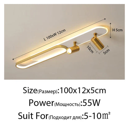 DecorBites™ Acrylic LED Chandelier with Spotlights, Black/Gold, Living Room Bedroom Lighting